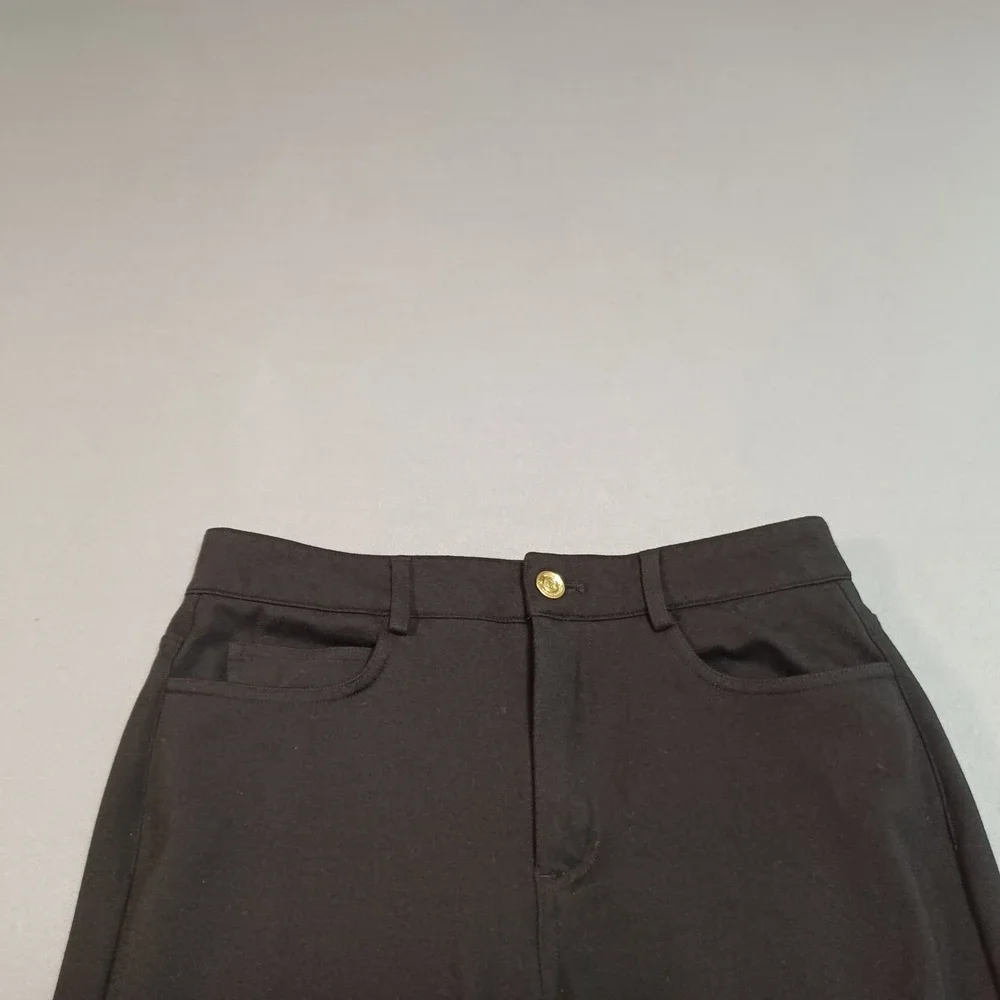 Michael Kors Womens Black Ponte‎ Knit Skinny Pants QF33B01EZT Size S MK Logo